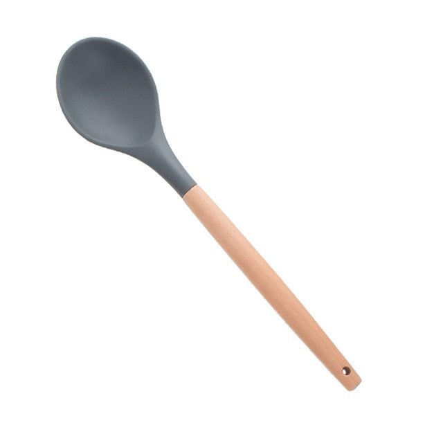1PC Silicona Turner Cuchara de sopa Espátula Cepillo Raspador Pasta Servidor Batidor de huevo Cocina Herramientas de cocina Utensilios de cocina Rosa / Negro / Verde