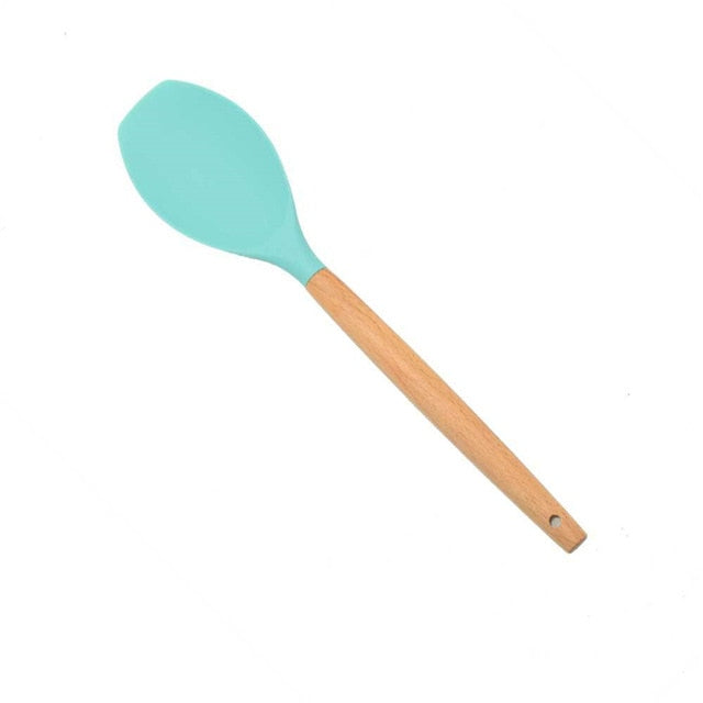 1PC Silicona Turner Cuchara de sopa Espátula Cepillo Raspador Pasta Servidor Batidor de huevo Cocina Herramientas de cocina Utensilios de cocina Rosa / Negro / Verde