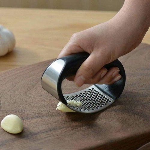 Balancín de prensa manual de ajo con mango Exprimidor de trituradora de ajo de acero inoxidable Cortador de picadora Picadora Herramienta de gadget de cocina