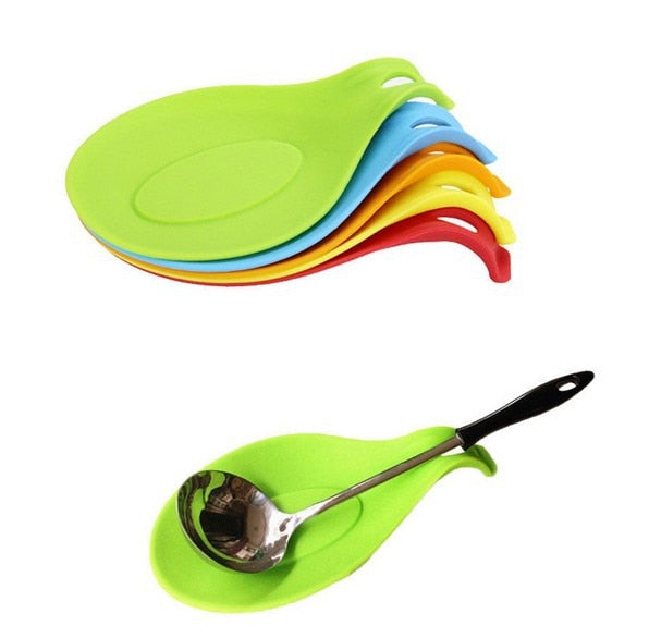 1 unid Silicona Cuchara Resto Utensilio resistente al calor Soporte de espátula Bandeja Placemat Cuchara Utensilio Resto Herramienta de cocina Herramientas de cocina D3